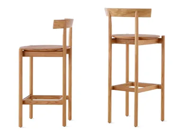 COMMA - High solid wood stool with footrest by Herman Miller - view 2